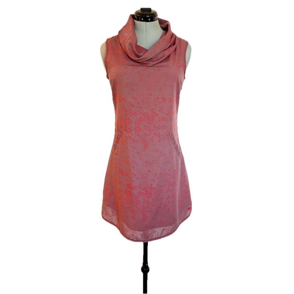 SkunkFunk Aranzazu Pink/Grey Layered Cowl Neck Dot Print Mini-Midi Dress, Sz US4
